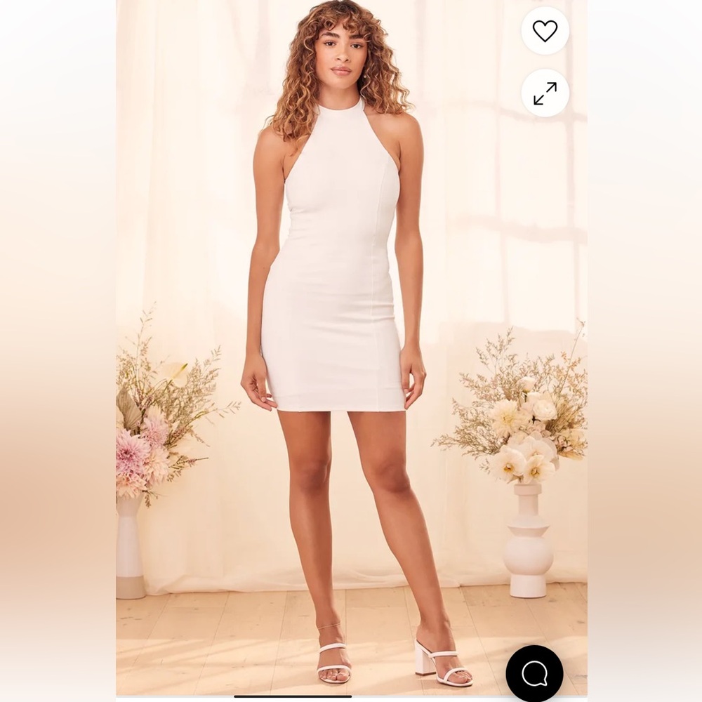 Lulus Manhattan Nights White Halter Bodycon Mini Dress